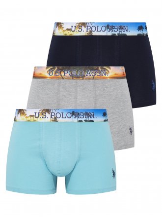 U.S. POLO ASSN. 3Pack boxerky 80434 modrá šedá mint